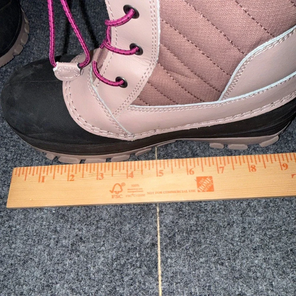 All in Motion Girls Pink Black Quilted Snow Boots Thermolite Insulated Size 3